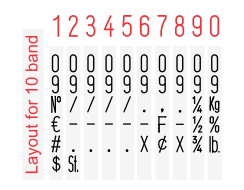 image of Shiny No. 0-10 traditional number stamp band layout